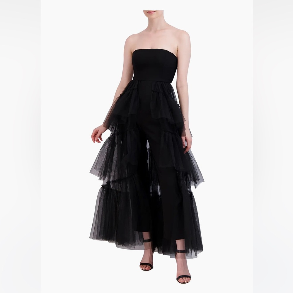 ✔️#24 BRAND NEW BCBG MAXAZRIA Strapless Tiered Tulle Overlay Jumpsuit